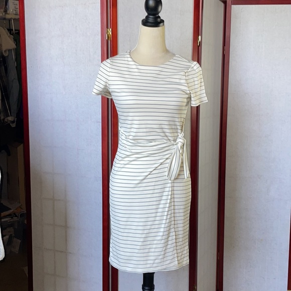 Ann Taylor Dresses & Skirts - Ann Taylor Petites Striped Faux Wrap Sheath Dress with Side Tie (Size: XSP)